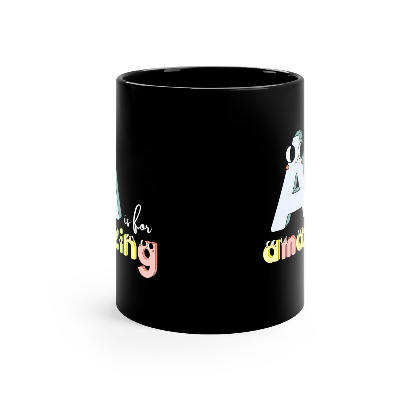 A is for Amazing Black Glossy Mug