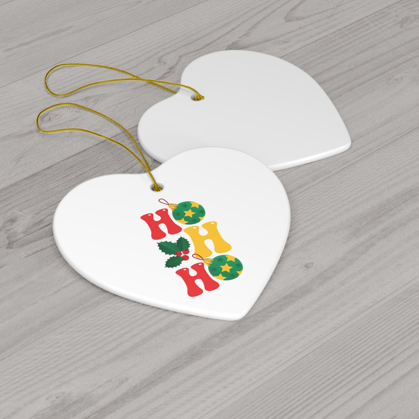 HO HO HO - Christmas Ceramic Ornament, 4 Shapes