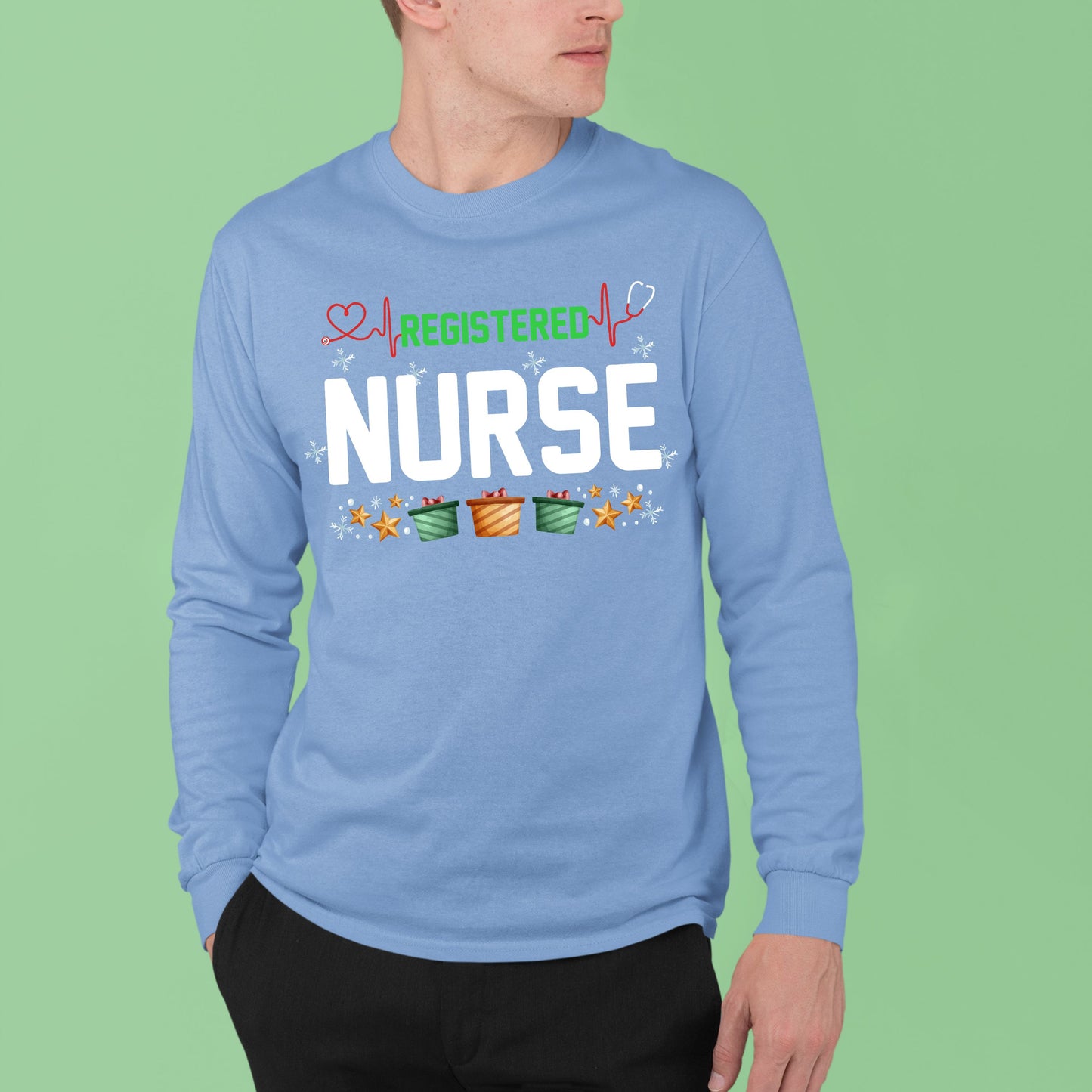 Registered Nurse, Men Long Sleeves, Christmas Shirts, Christmas Sweatshirts, Christmas, Christmas Clothing, Christmas Decor