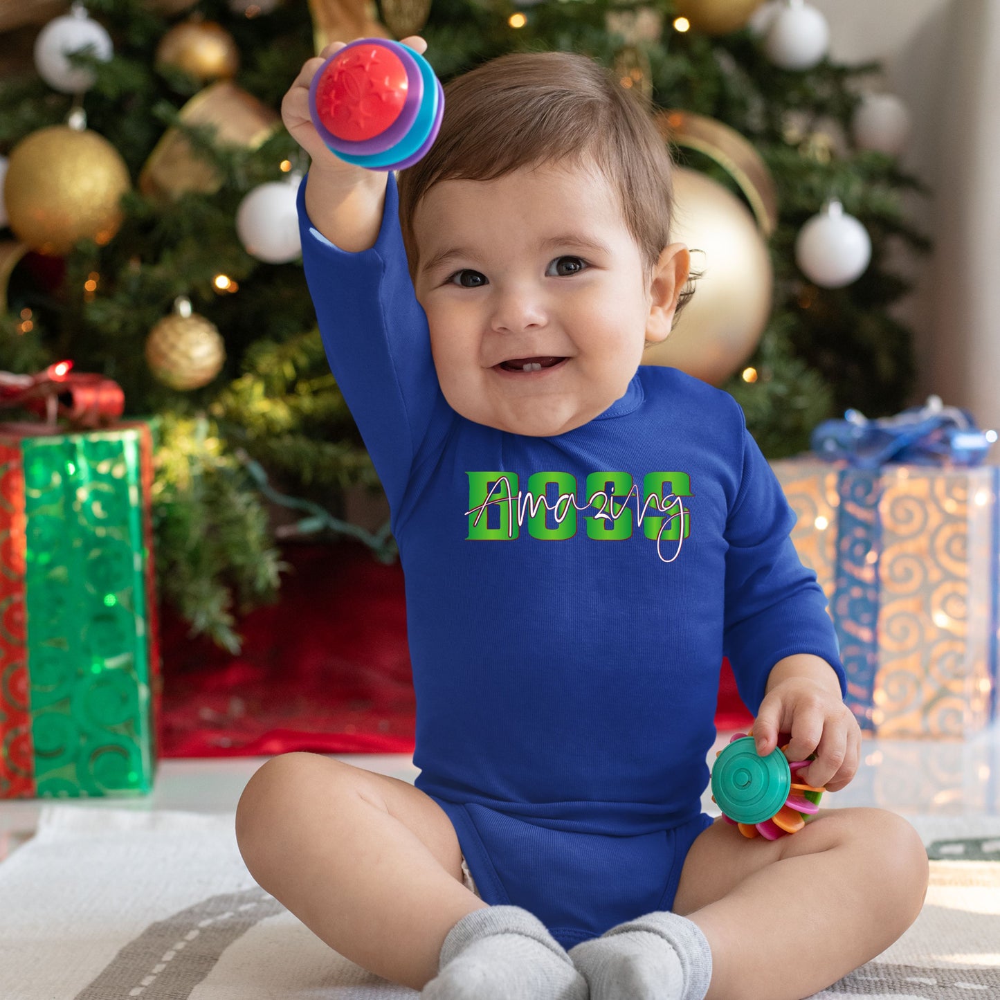 Amazing Boss, Christmas Long Sleeves, Christmas Bodysuits For Kids, Christmas Bodysuits, Christmas Present, Christmas Onesies