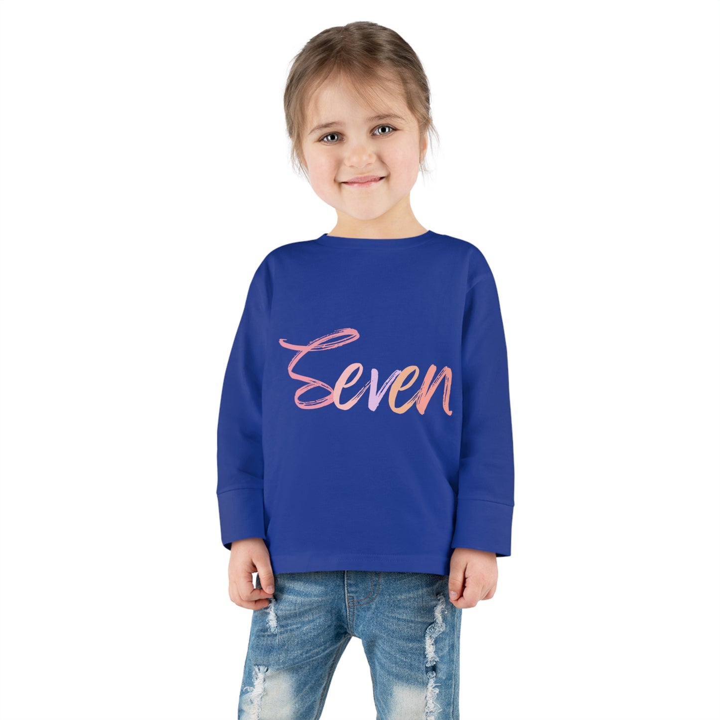 Long Sleeve Age Tee Shirt For 7 Year Old Unisex Kids
