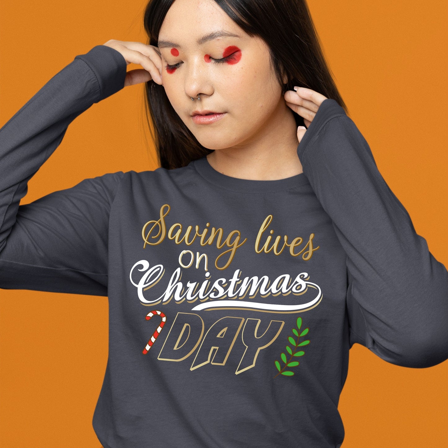 Saving Lives on Christmas Day, Nurse Shirt, Christmas Sweatshirt, Christmas School TShirt, Nurse Gift for Woman, Christmas Shirt