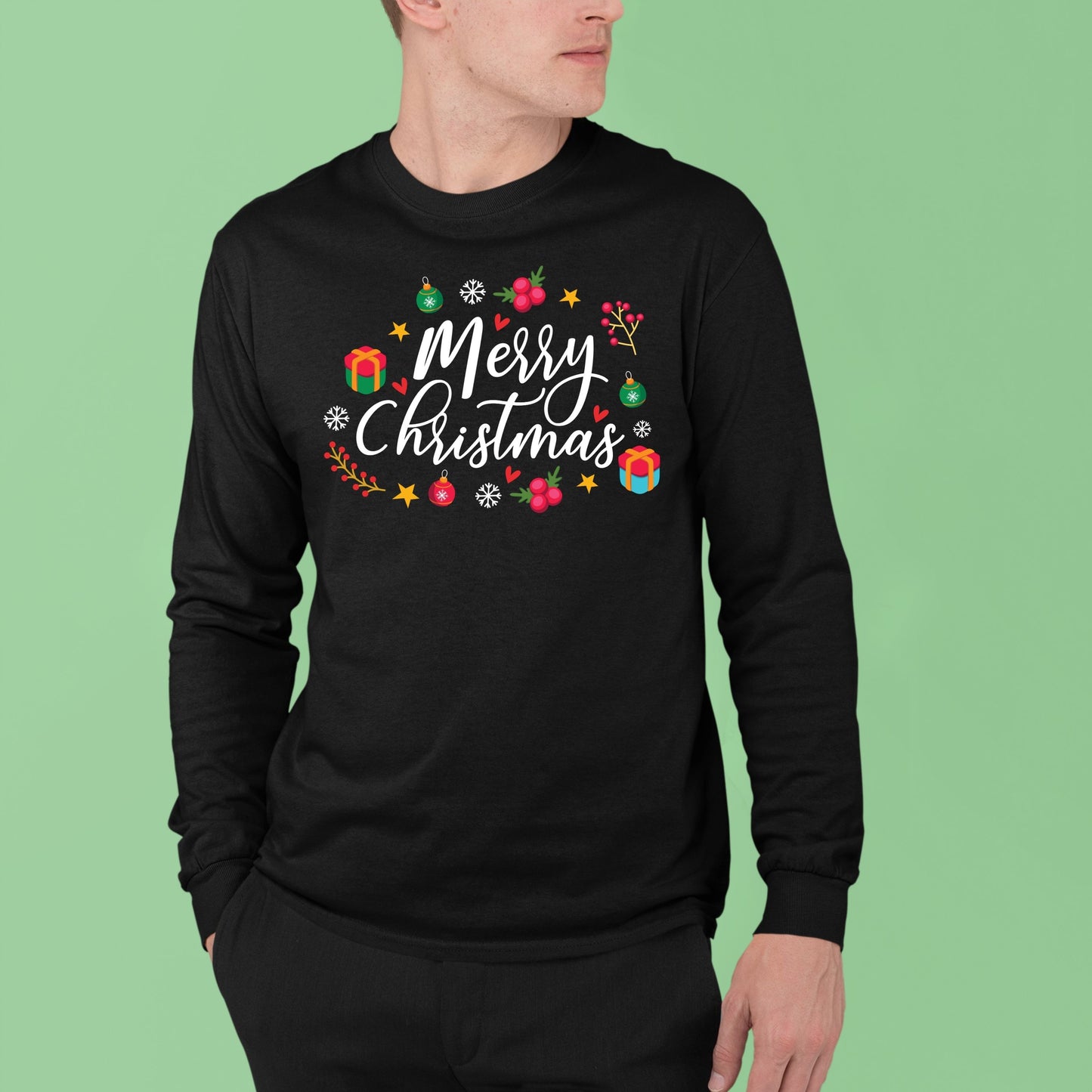 Merry Christmas, Christmas Long Sleeves, Christmas Crewneck For Men, Christmas Sweatshirt, Christmas Sweater, Christmas Present