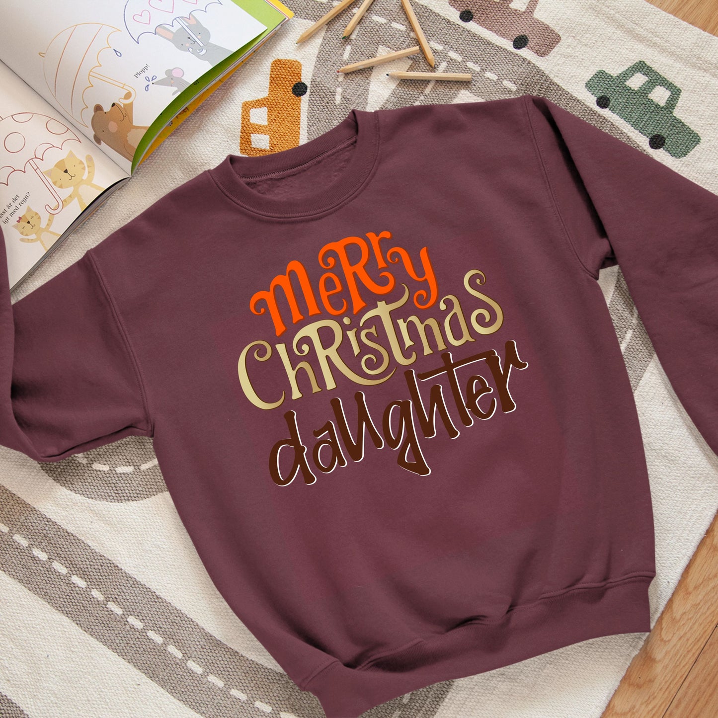 Merry Christmas Daughter, Christmas Crewneck For Youth, Christmas Long Sleeves, Christmas Sweatshirt, Christmas Sweater, Christmas Present