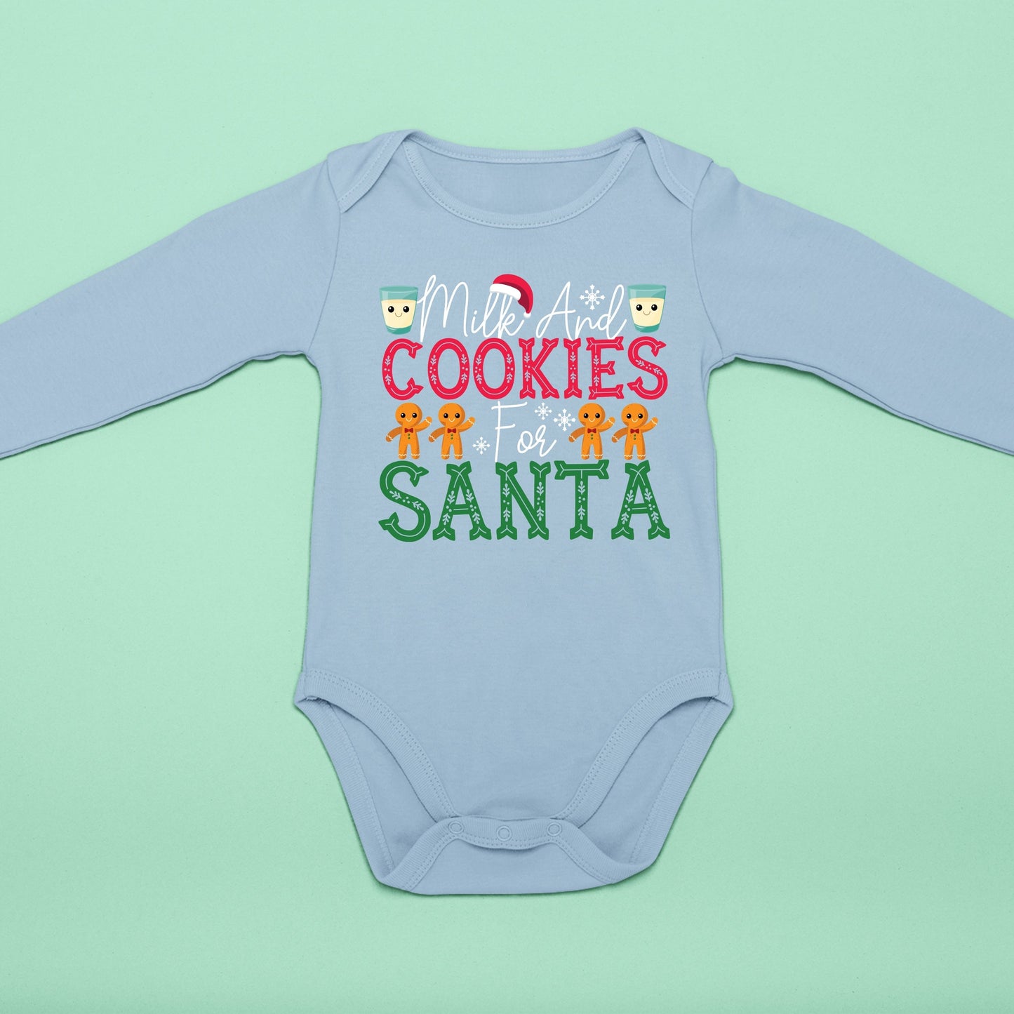 Milk and Cookies for Santa, Christmas Long Sleeves, Christmas Bodysuits For Kids, Christmas Present, Christmas Onesies, Christmas Bodysuits