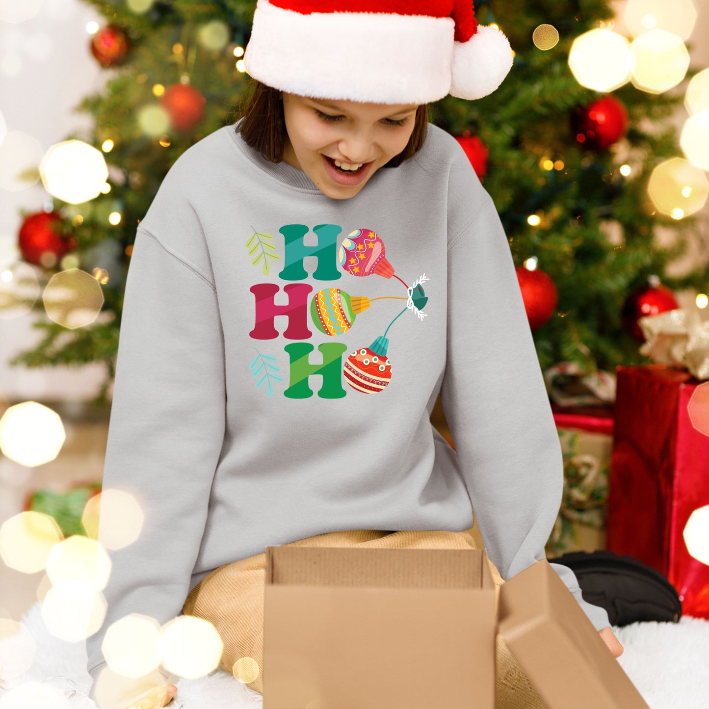 Ho Ho Ho, Christmas Long Sleeves, Christmas Crewneck For Youth, Christmas Present, Christmas Sweatshirt, Christmas Sweater