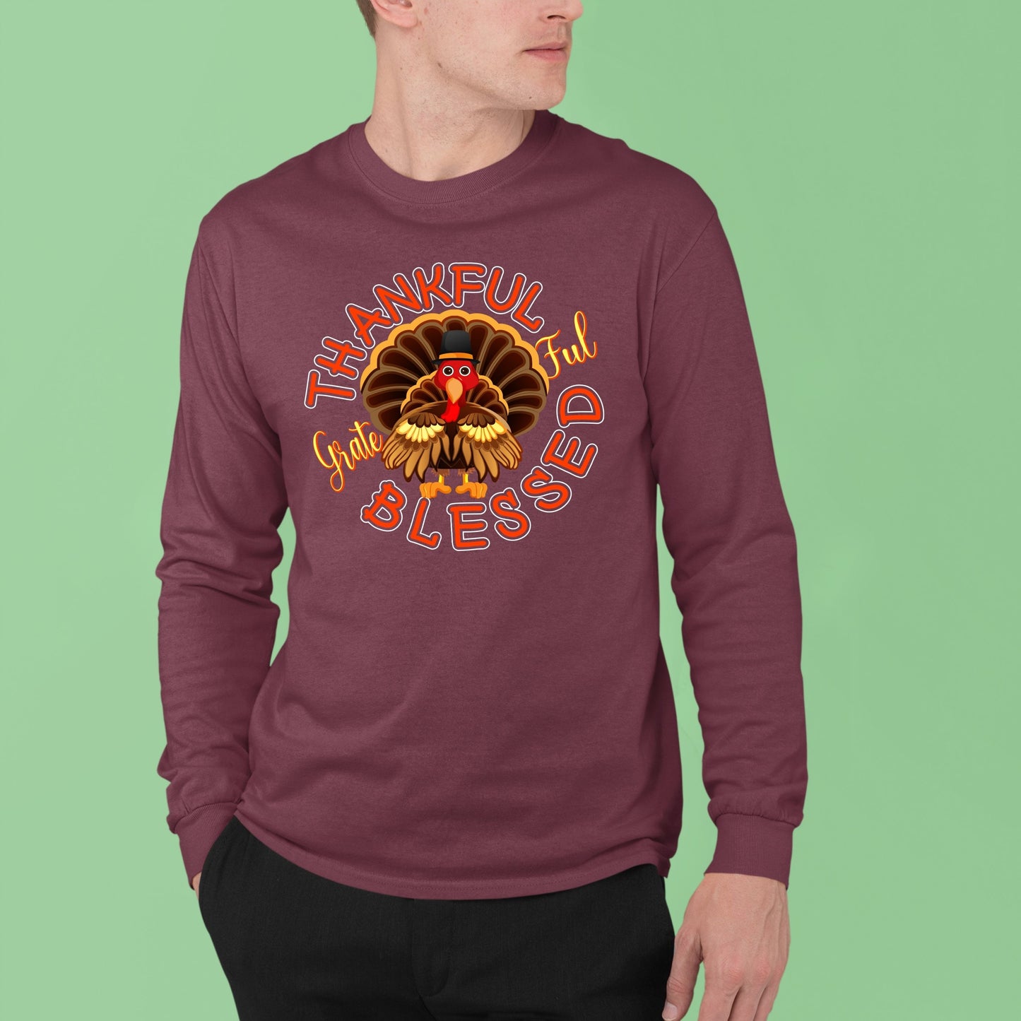 Thankful Grateful Blessed, Thanksgiving Sweatshirt, Thanksgiving Sweater for Men, Thanksgiving Gift Ideas, Cute Thanksgiving