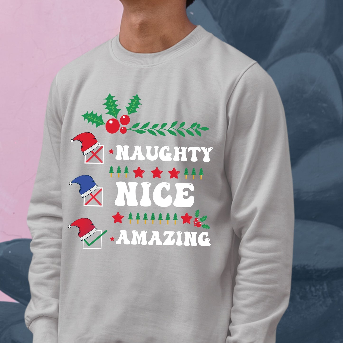 Naughty Nice Amazing, Youth Long Sleeve, Christmas Clothing, Christmas Sweatshirts, Christmas Shirts, Christmas Decor, Christmas