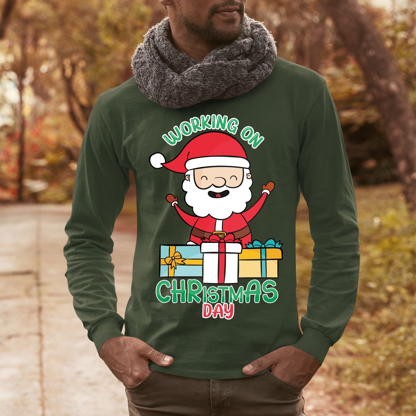 Working on Chirstmas day , Christmas Long Sleeves, Christmas Crewneck For Men, Christmas Present, Christmas Sweatshirt, Christmas Sweater