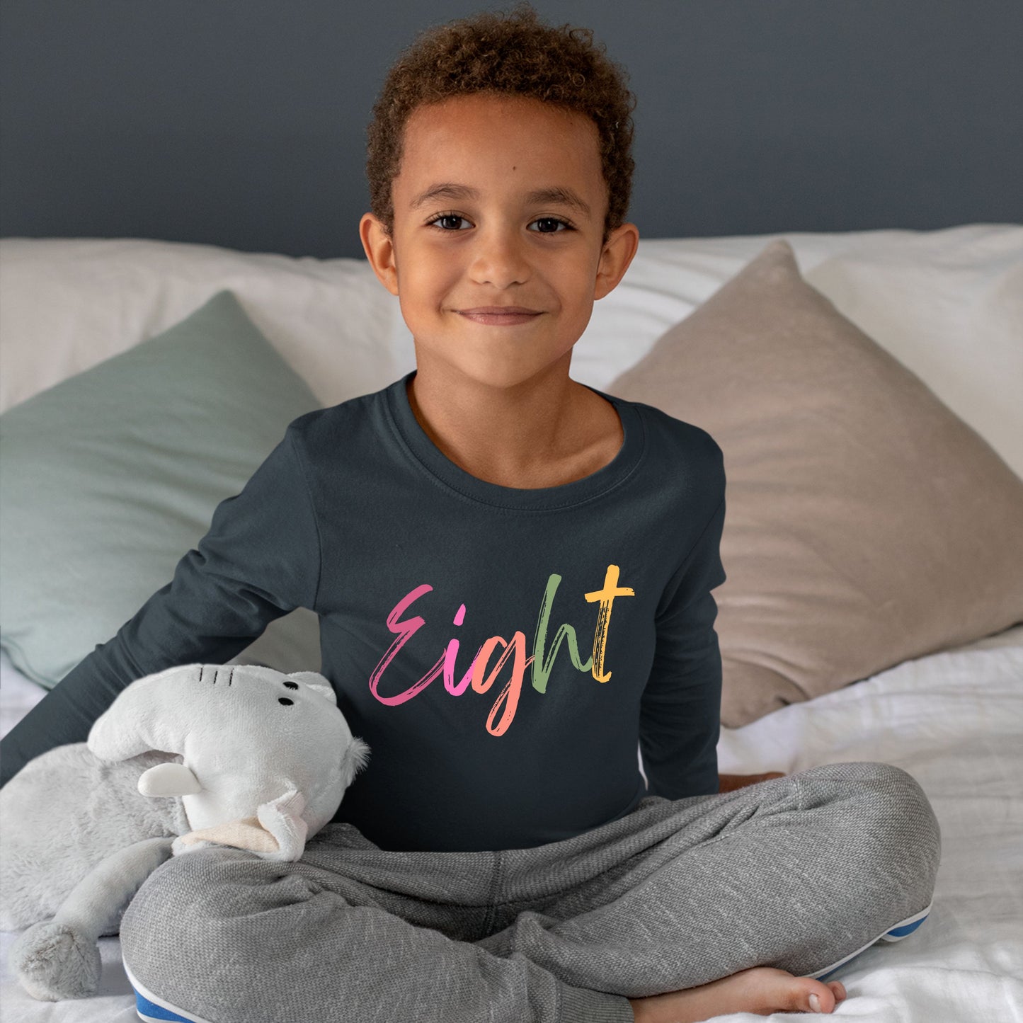 Long Sleeve Age Tee Shirt For 8 Year Old Unisex Kids