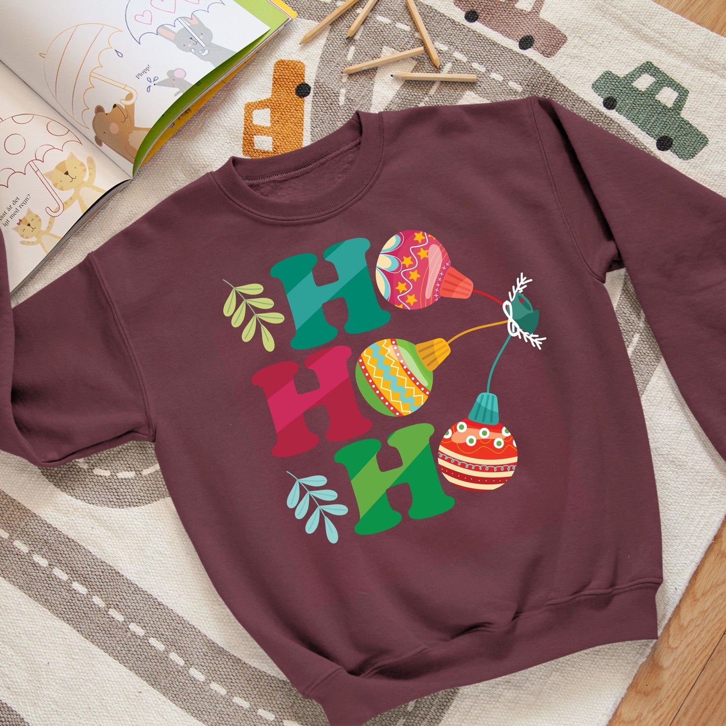 Ho Ho Ho, Christmas Long Sleeves, Christmas Crewneck For Youth, Christmas Present, Christmas Sweatshirt, Christmas Sweater