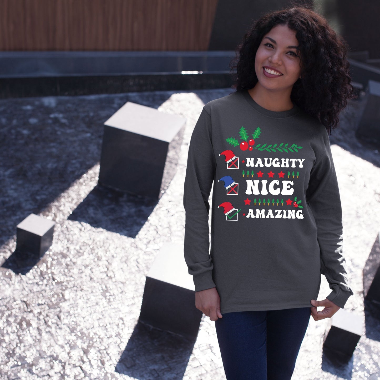 Naughty Nice Amazing, Women Long Sleeves, Christmas Clothing, Christmas Sweatshirts, Christmas Shirts, Christmas Decor, Christmas