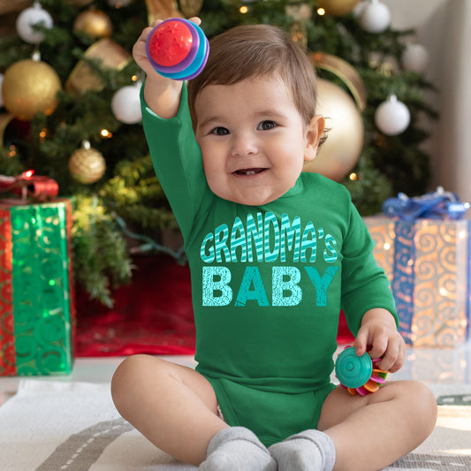 Grandma's Baby, Christmas Long Sleeves, Christmas Onesies, Christmas Bodysuits, Christmas Bodysuits For Kids, Christmas Present