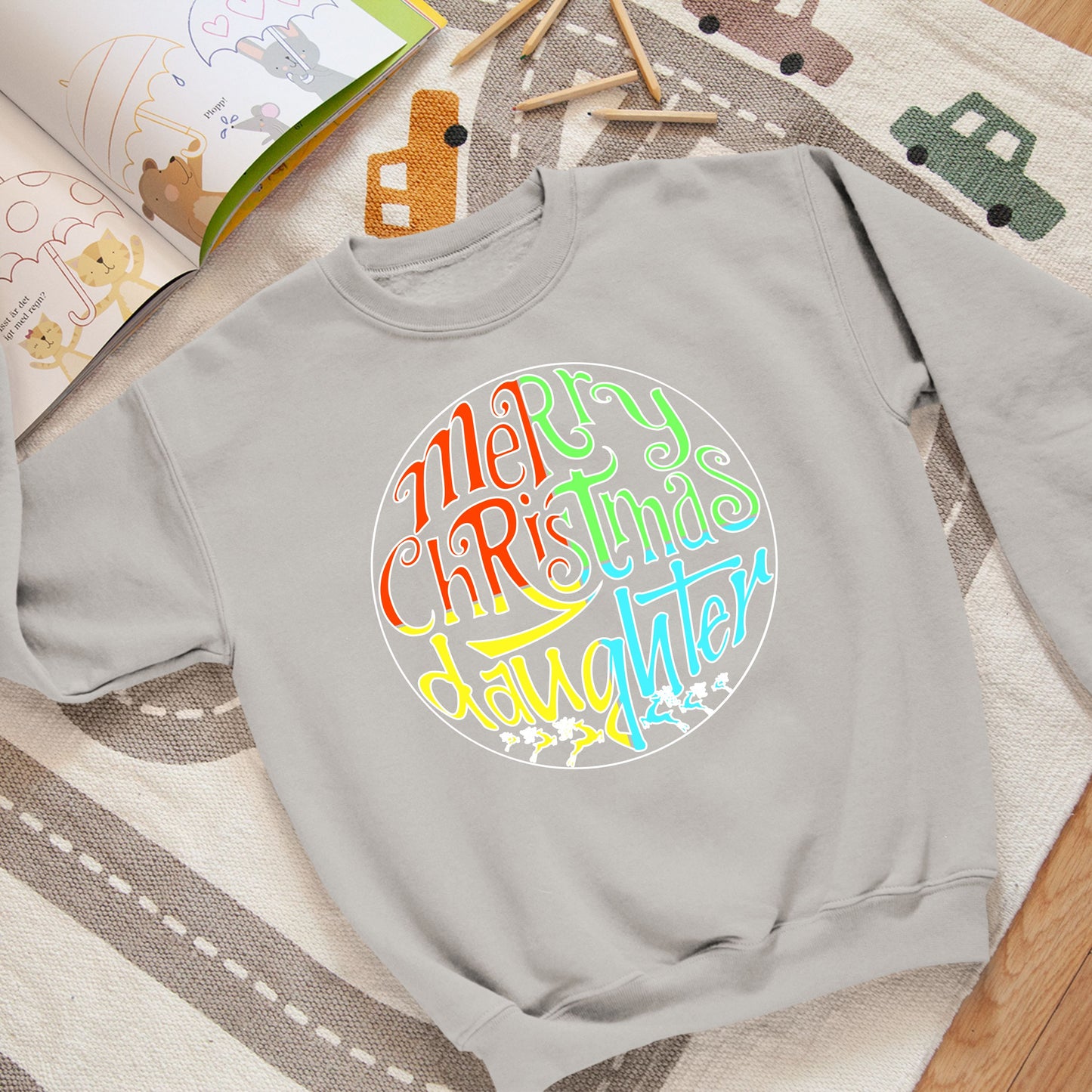 Merry Christmas Daughter, Christmas Sweatshirt, Christmas Long Sleeves, Christmas Crewneck For Youth, Christmas Sweater, Christmas Present