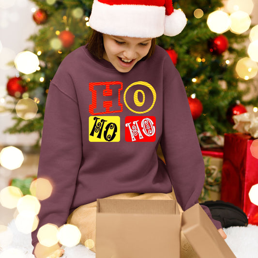 Ho Ho Ho, Christmas Long Sleeves, Christmas Crewneck For Youth, Christmas Sweatshirt, Christmas Present, Christmas Sweater