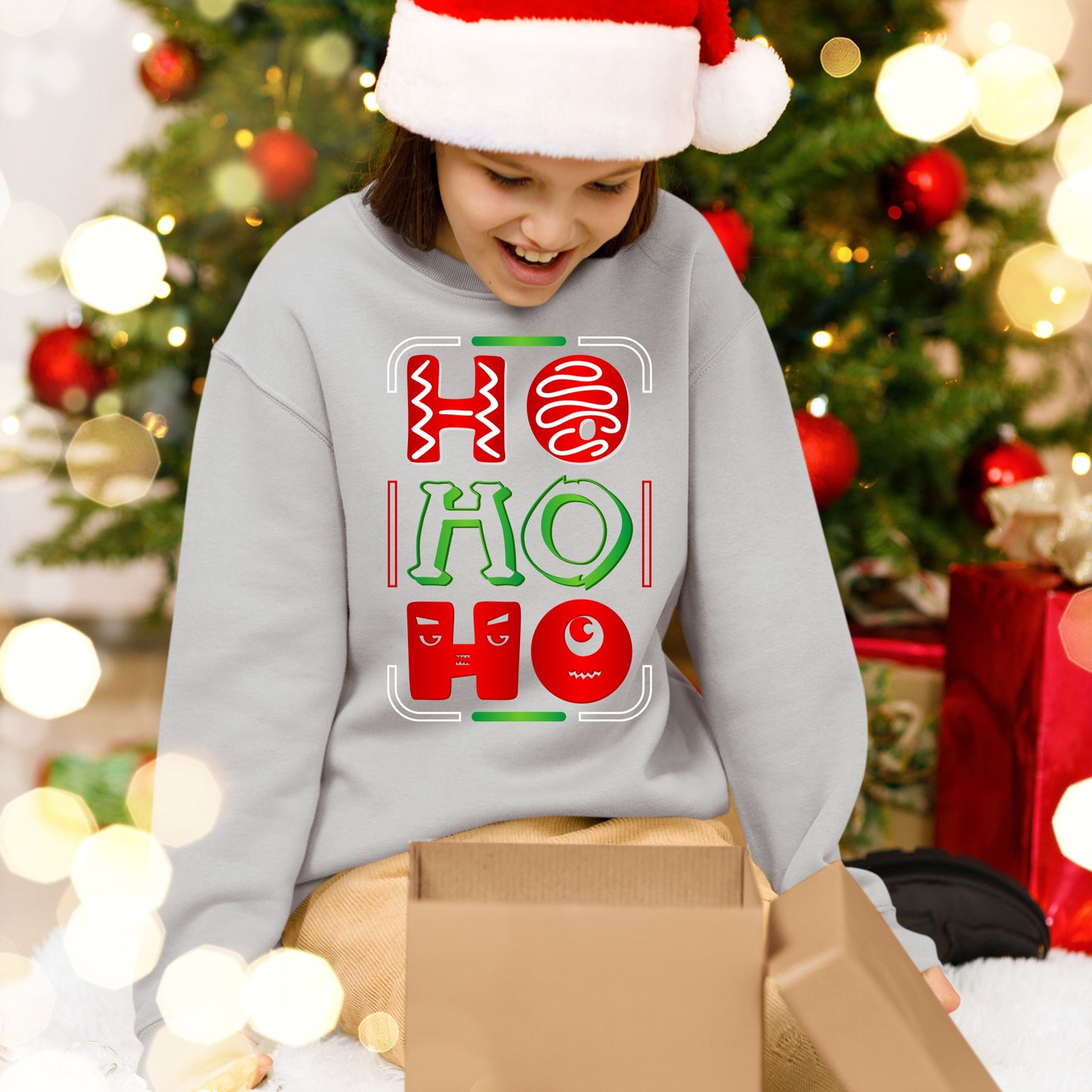 Ho Ho Ho, Christmas Sweatshirt, Christmas Long Sleeves, Christmas Sweater, Christmas Crewneck For Youth, Christmas Present