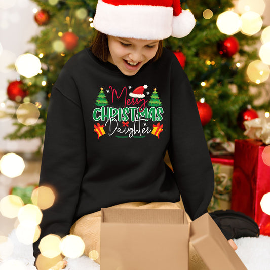 Merry Christmas Daughter, Christmas Crewneck For Youth, Christmas Long Sleeves, Christmas Sweater, Christmas Sweatshirt, Christmas Present