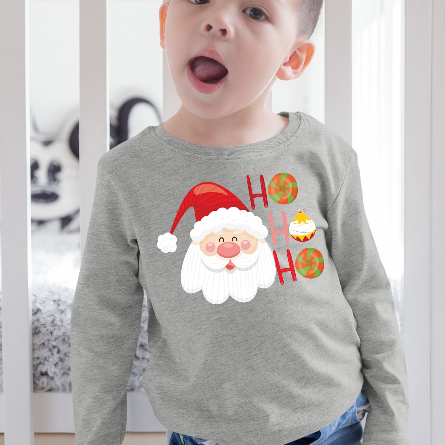 Ho Ho Ho, Christmas Long Sleeves, Christmas Crewneck For Toddler, Christmas Present, Christmas Sweatshirt, Christmas Sweater