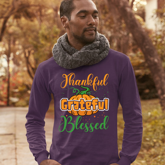 Thankful Grateful Blessed, Thanksgiving Sweatshirt, Thanksgiving Sweater for Men, Thanksgiving Gift Ideas, Cute Thanksgiving