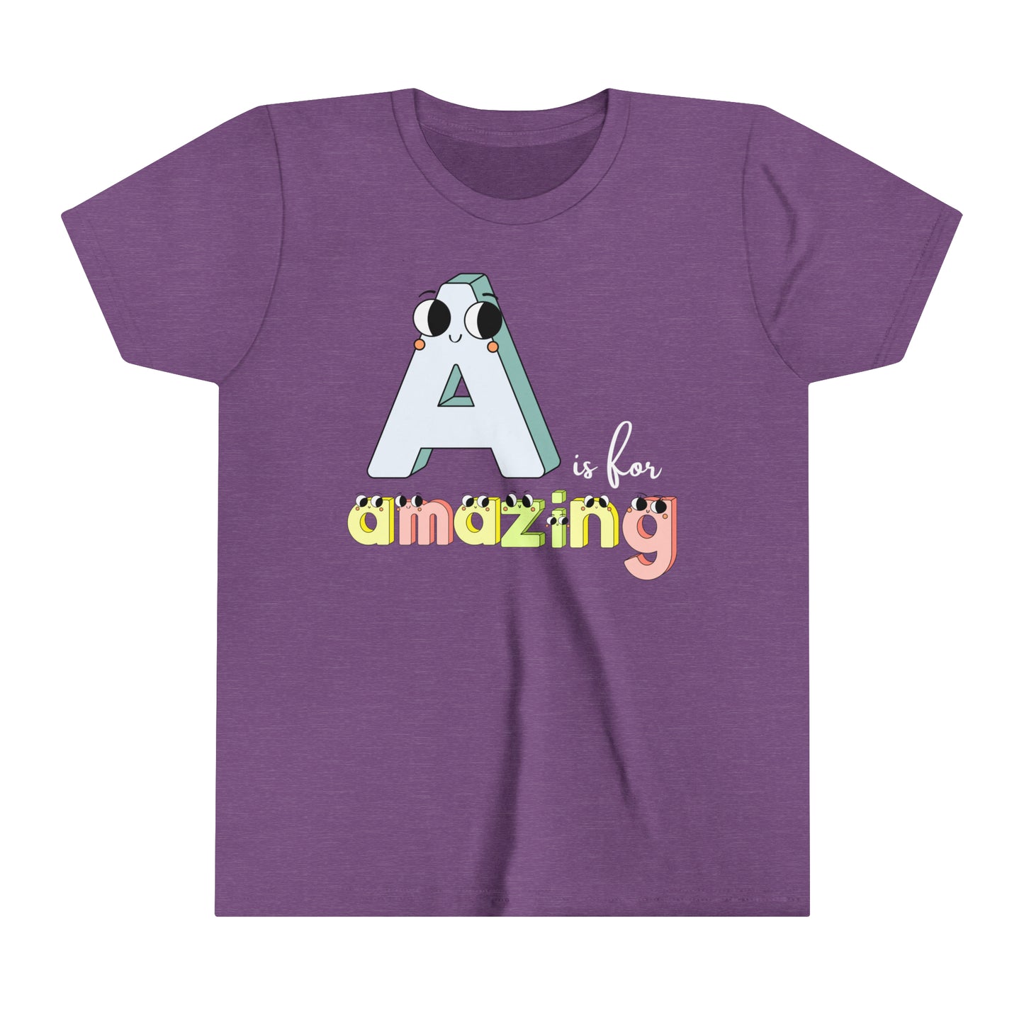 A is For Amazing With Big Eyes Youth Short Sleeve Tee