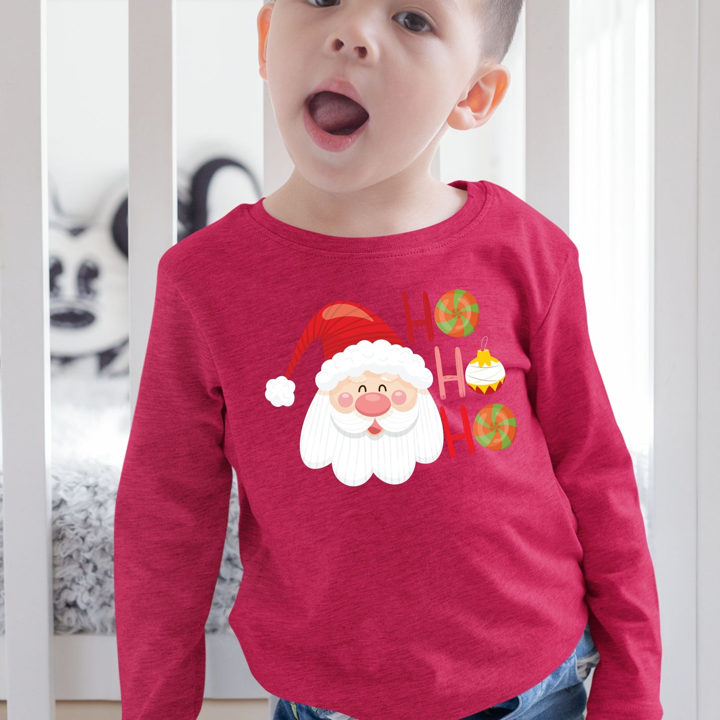 Ho Ho Ho, Christmas Long Sleeves, Christmas Crewneck For Toddler, Christmas Present, Christmas Sweatshirt, Christmas Sweater