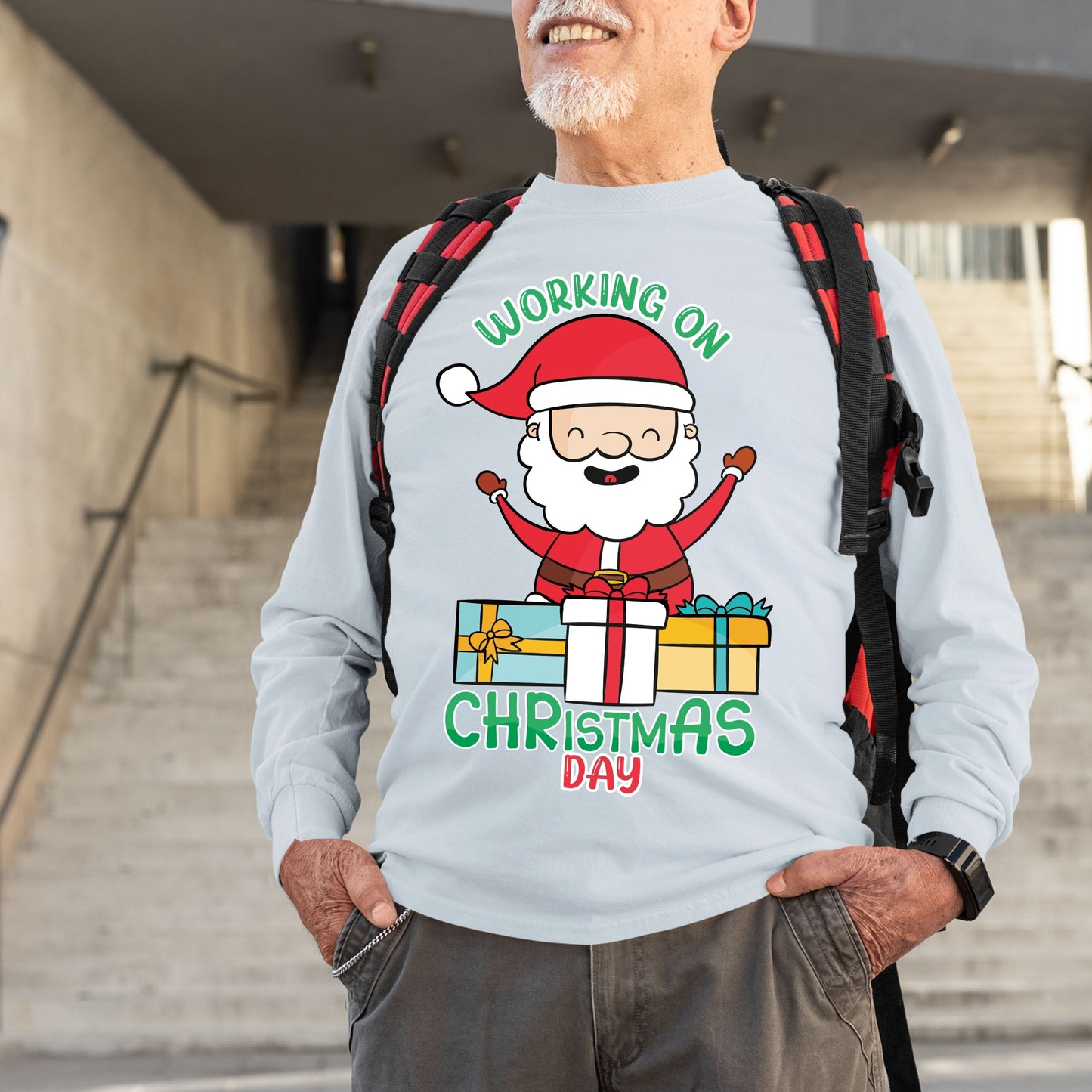 Working on Chirstmas day , Christmas Long Sleeves, Christmas Crewneck For Men, Christmas Present, Christmas Sweatshirt, Christmas Sweater