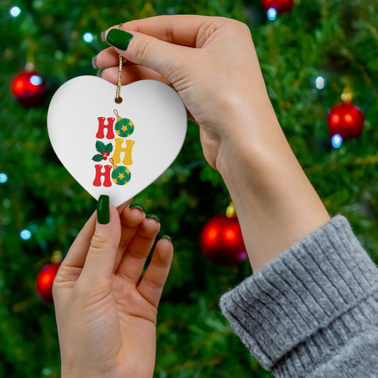 HO HO HO - Christmas Ceramic Ornament, 4 Shapes