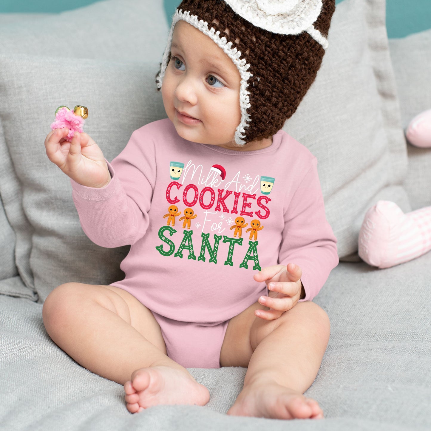 Milk and Cookies for Santa, Christmas Long Sleeves, Christmas Bodysuits For Kids, Christmas Present, Christmas Onesies, Christmas Bodysuits