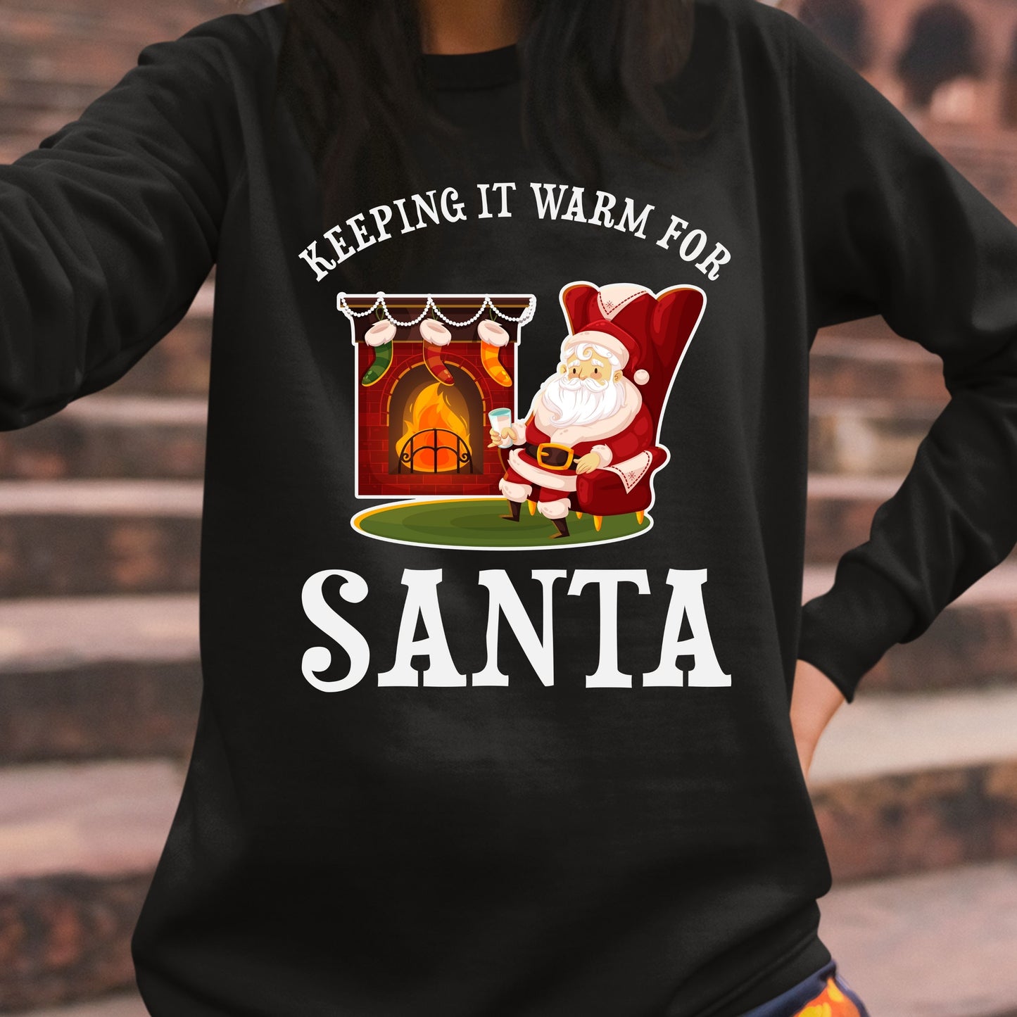 Keeping It Warm for Santa, Youth Long Sleeve, Christmas Decor, Christmas Clothing, Christmas Sweatshirts, Christmas Shirts, Christmas