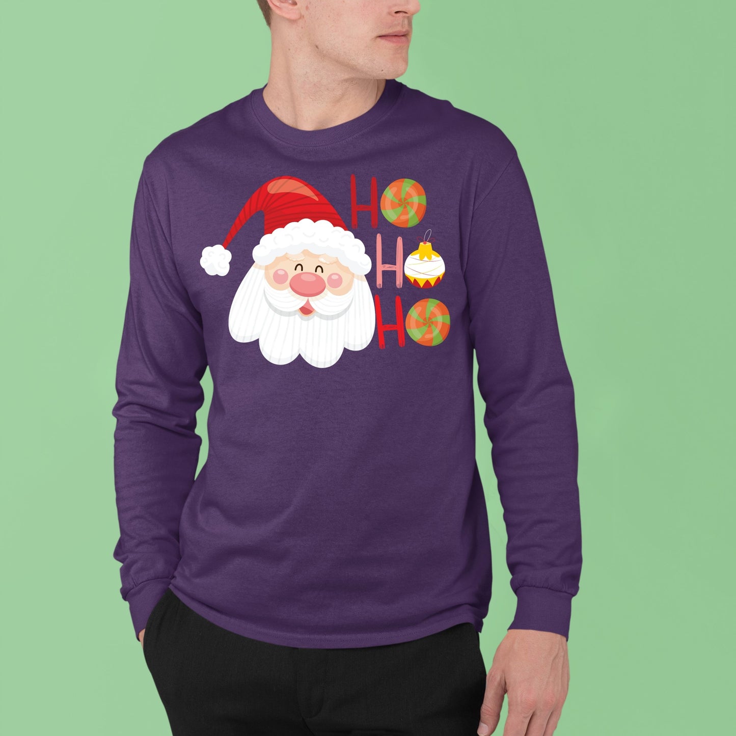 Ho Ho Ho, Christmas Long Sleeves, Christmas Crewneck For Men, Christmas Present, Christmas Sweatshirt, Christmas Sweater