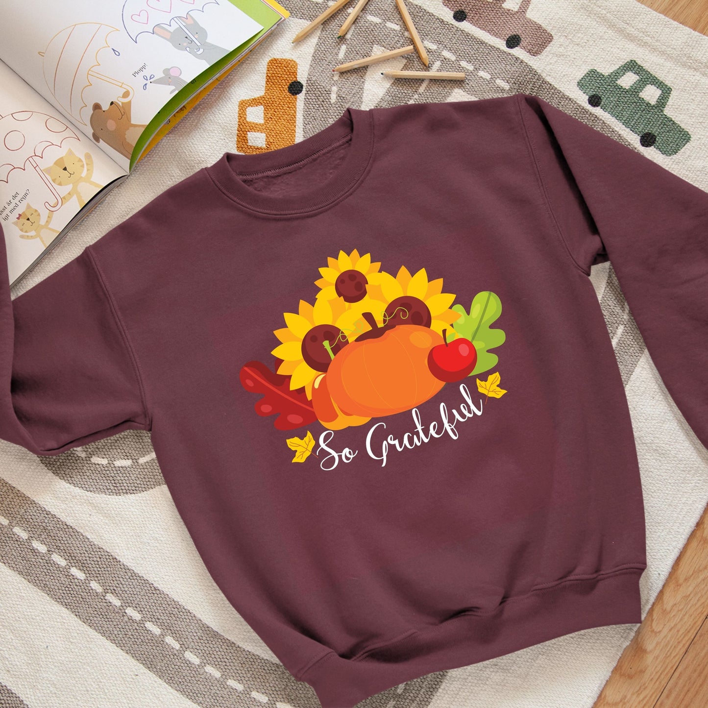 So Grateful, Thanksgiving Sweatshirt, Thanksgiving Sweater for kids, Thanksgiving Gift Ideas, Cute Thanksgiving