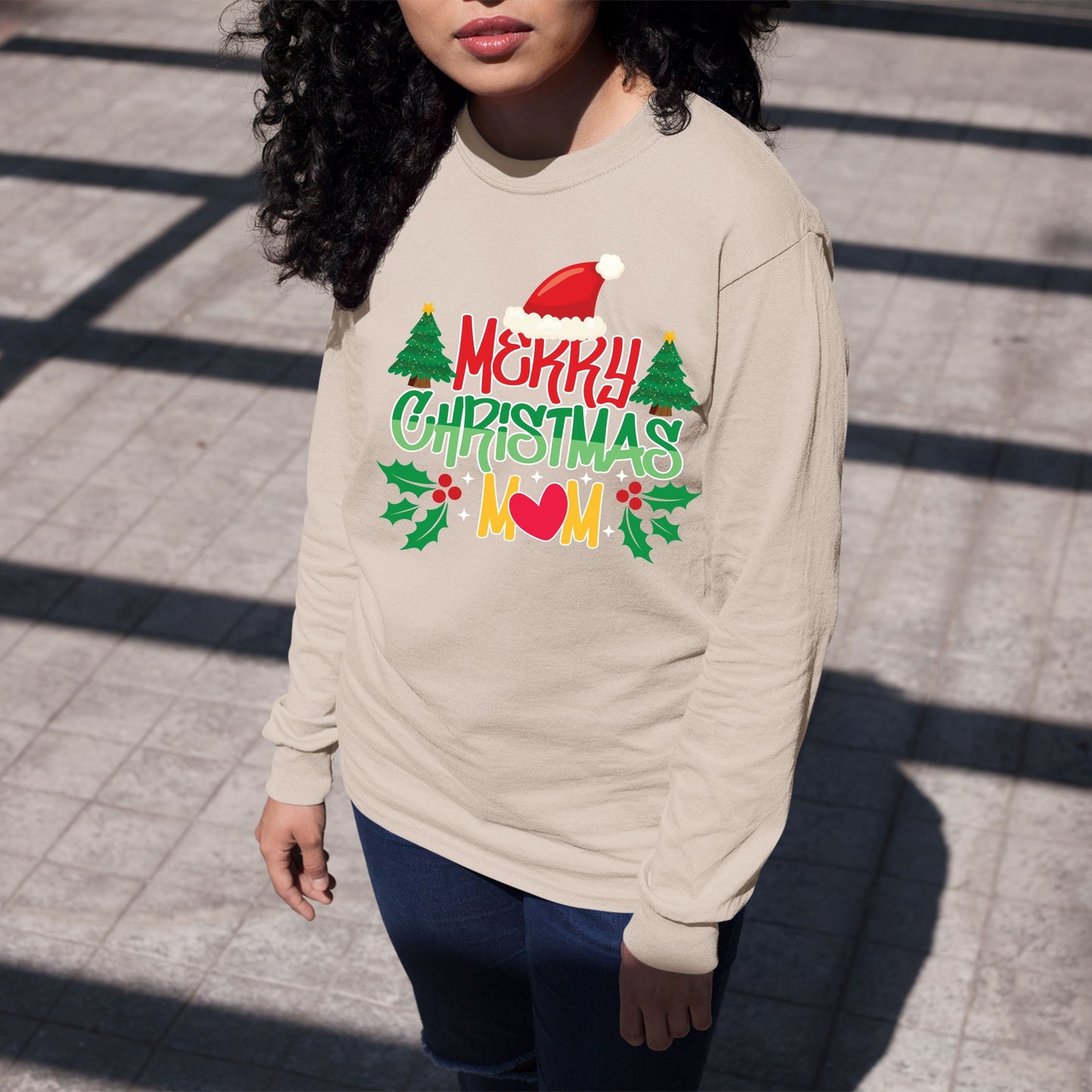 Merry Christmas Mom, Christmas Sweatshirt, Christmas Crewneck For Women, Christmas Long Sleeves, Christmas Present, Christmas Sweater