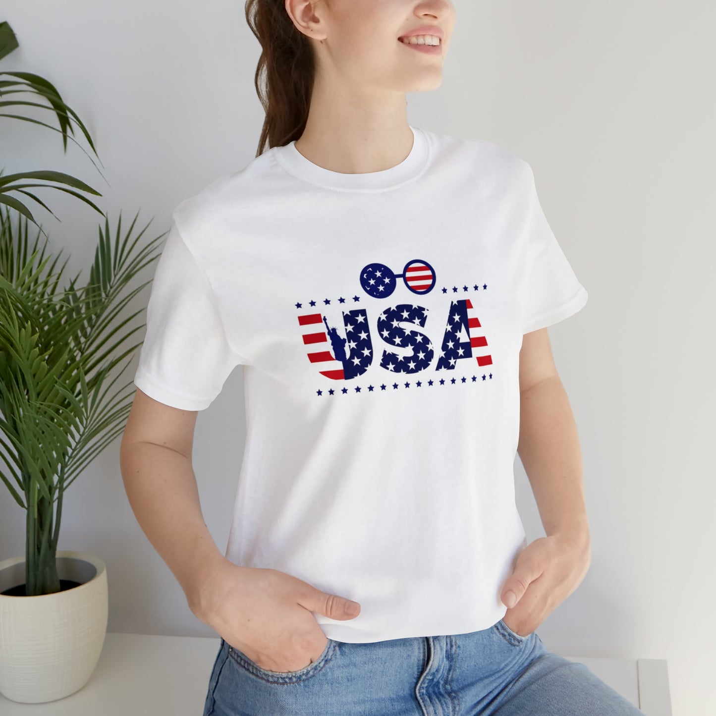 USA Flag Unisex Jersey Short Sleeve Tee