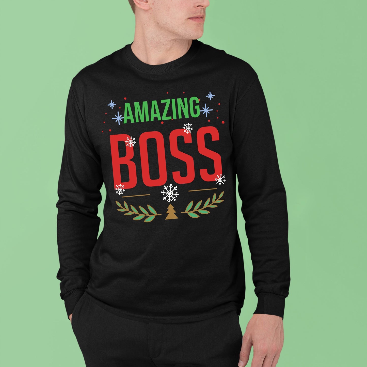 Amazing Boss, Men Long Sleeves, Christmas Shirts, Christmas Sweatshirts, Christmas, Christmas Clothing, Christmas Decor