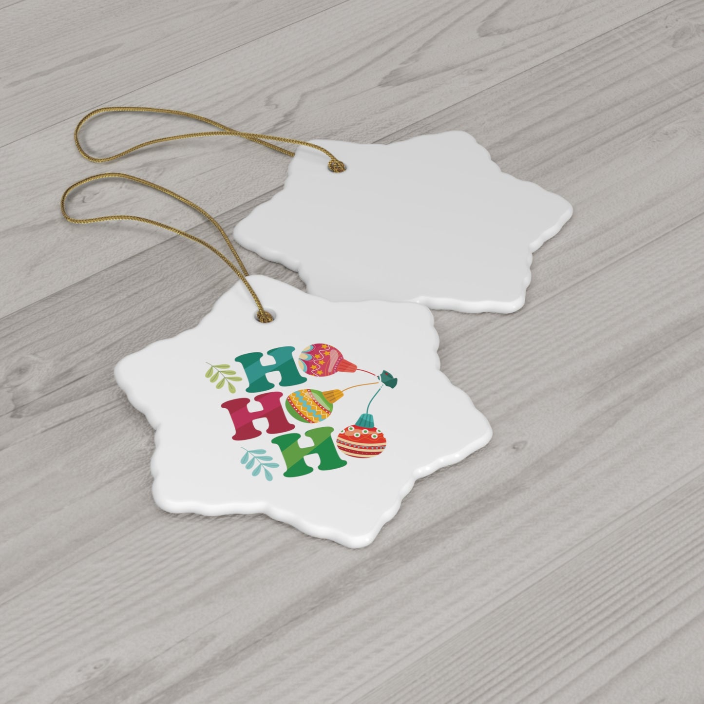 HO HO HO - Christmas Ceramic Ornament, 4 Shapes