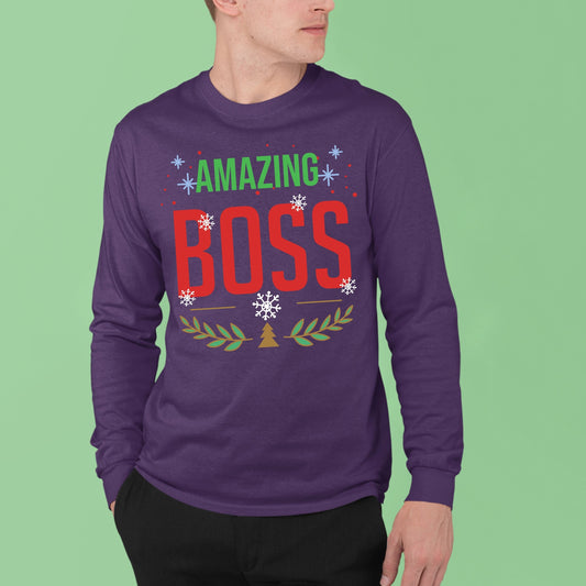 Amazing Boss, Men Long Sleeves, Christmas Shirts, Christmas Sweatshirts, Christmas, Christmas Clothing, Christmas Decor