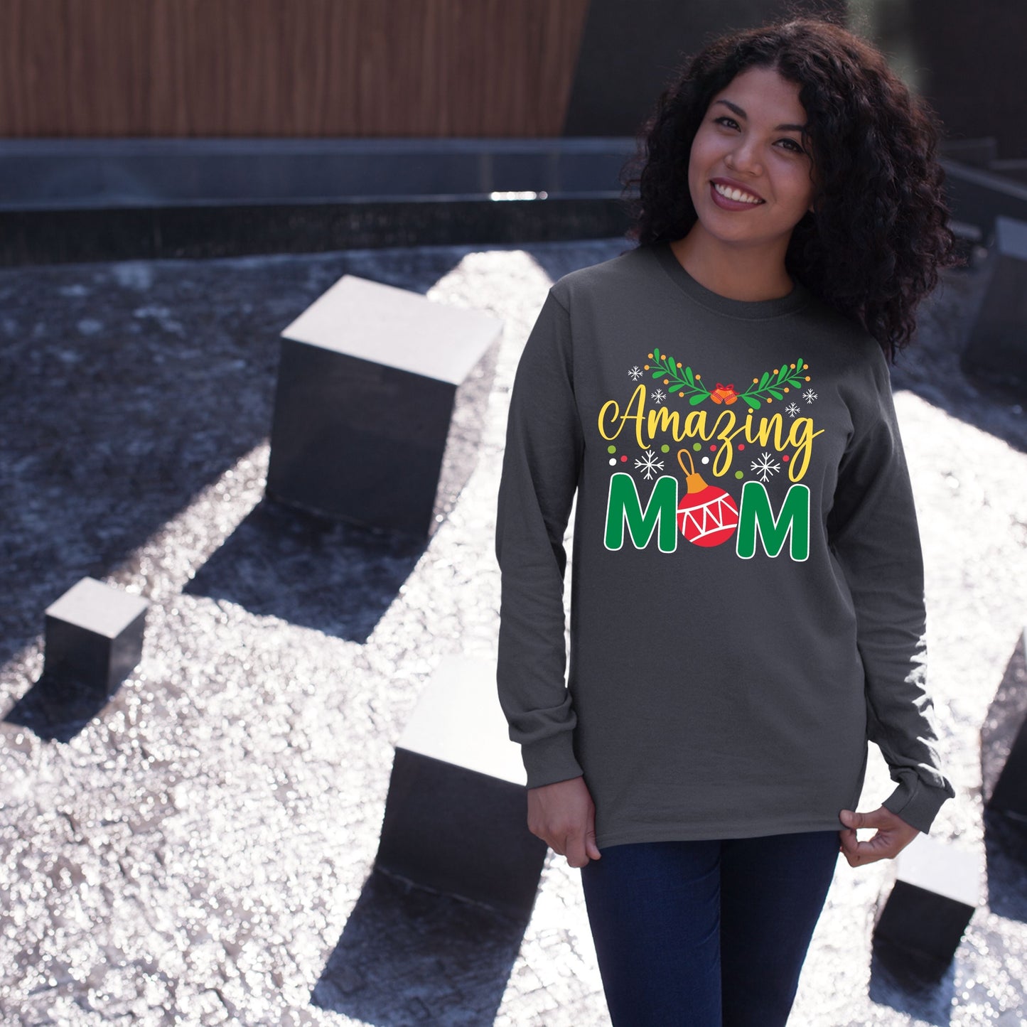 Amazing Mom, Christmas Long Sleeves, Christmas Crewneck For Women, Christmas Sweatshirt, Christmas Present, Christmas Sweater