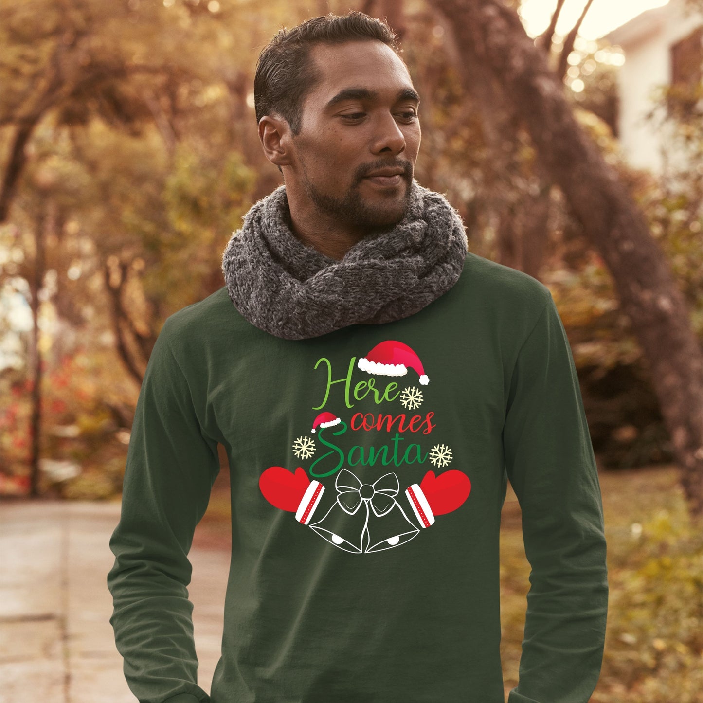 Here Comes Santa, Christmas Sweatshirt, Christmas Long Sleeves, Christmas Crewneck For Men, Christmas Sweater, Christmas Present