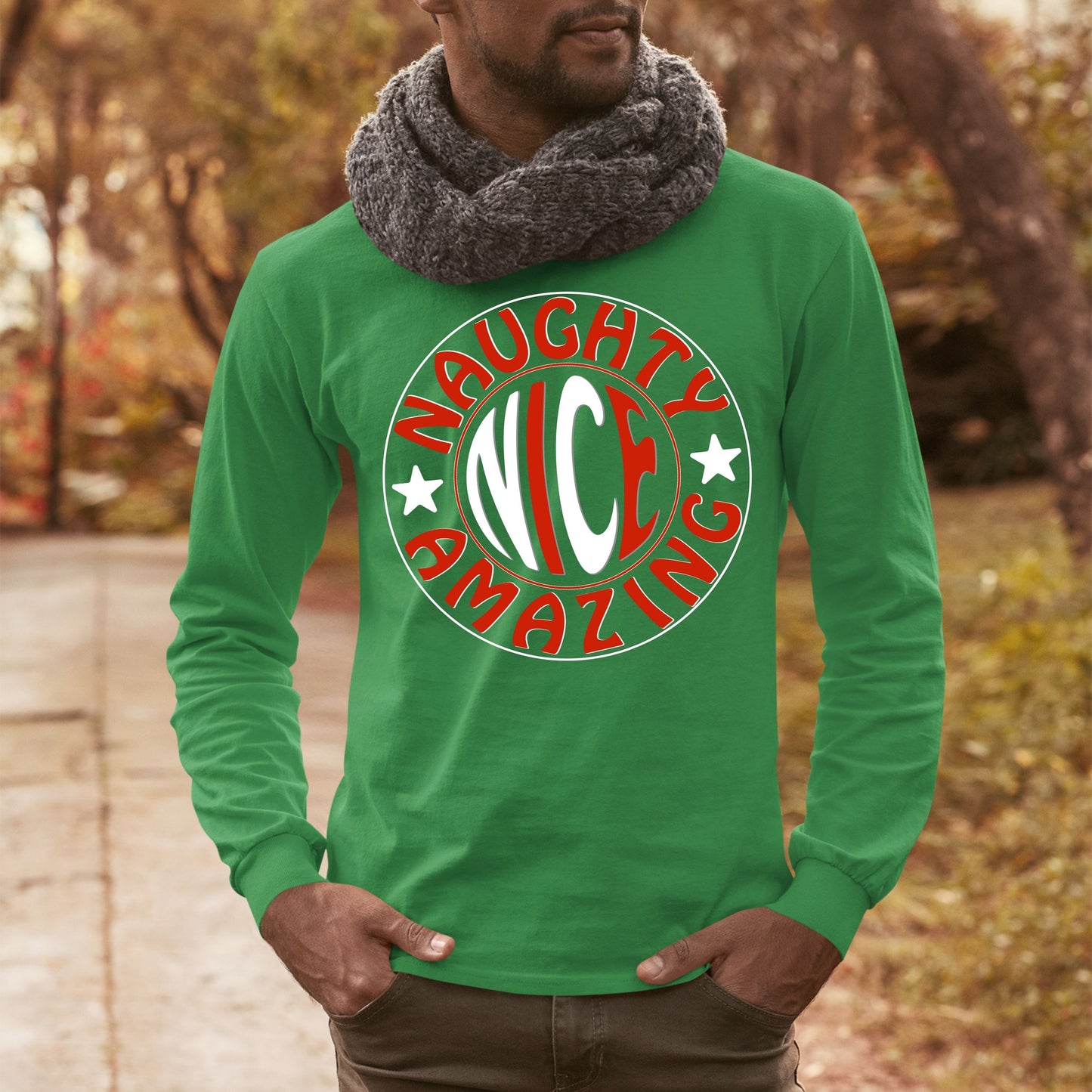 Naughty Nice Amazing, Christmas Long Sleeves, Christmas Sweater, Christmas Sweatshirt, Christmas Crewneck For Men, Christmas Present