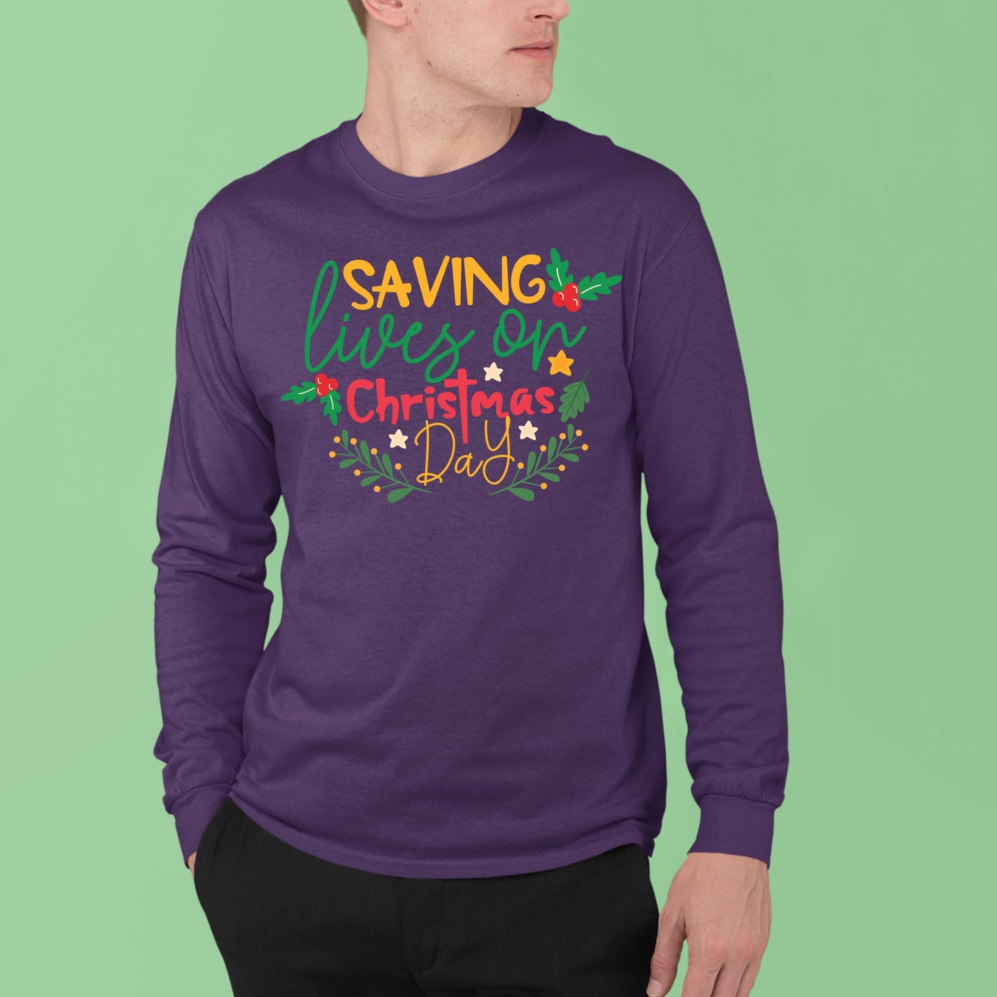 Saving Lives on Christmas Day, Christmas Shirt,  Sweatshirt, Christmas School TShirt, Doctor Shirt, , 2022 Christmas, Doctor Gift for Him