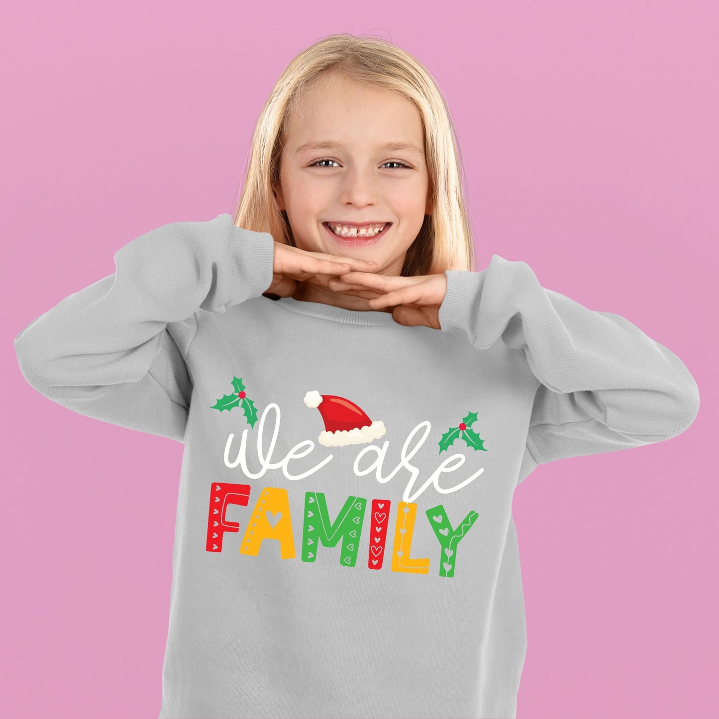 We Are Family, Christmas Long Sleeves, Christmas Sweater, Christmas Crewneck For Youth, Christmas Present, Christmas Sweatshirt