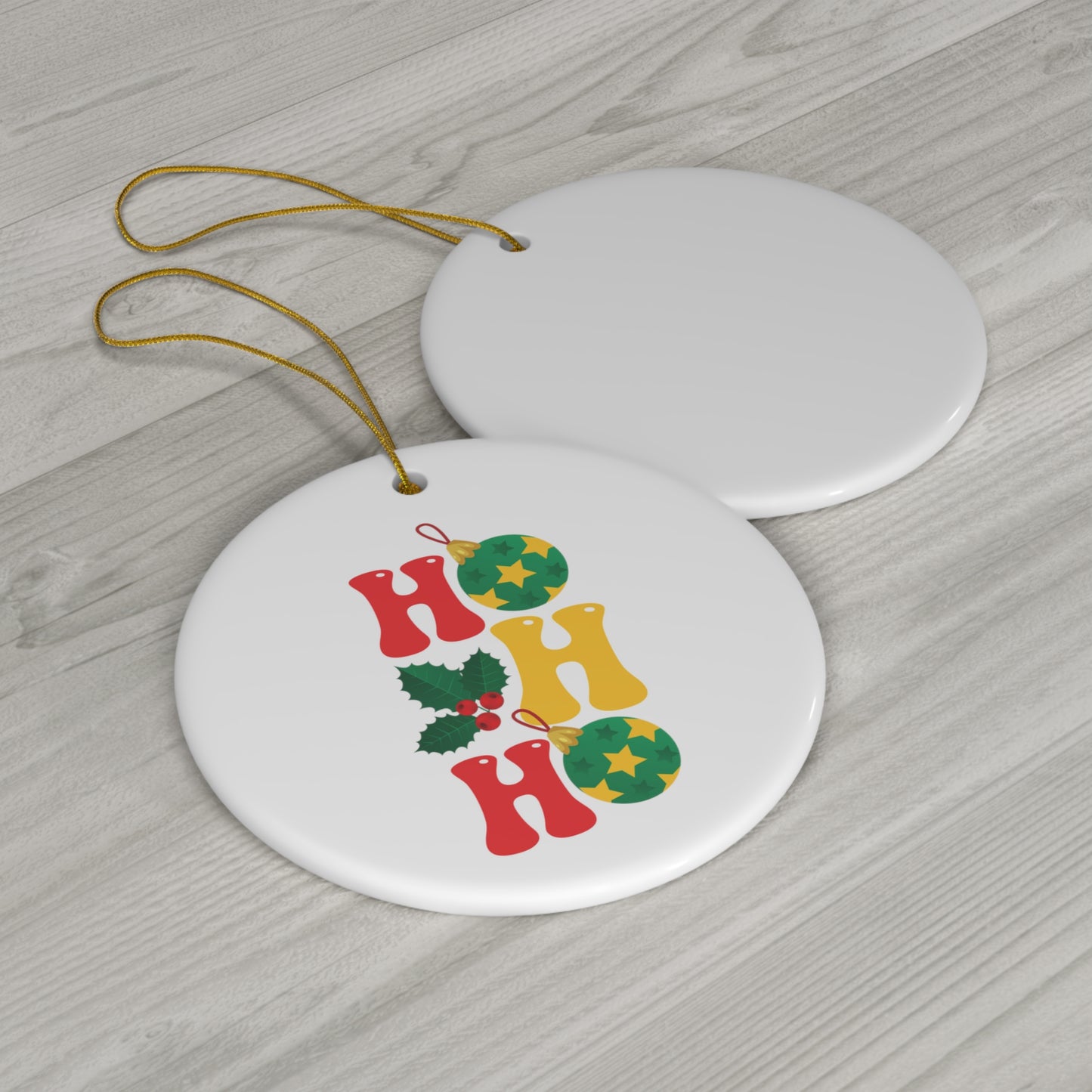 HO HO HO - Christmas Ceramic Ornament, 4 Shapes