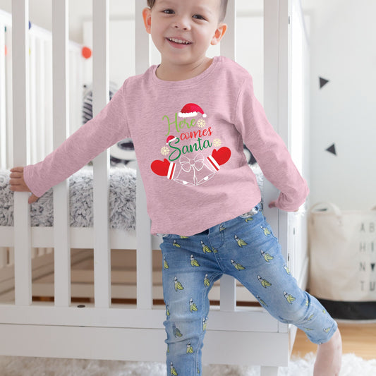 Here Comes Santa, Christmas Sweatshirt, Christmas Long Sleeves, Christmas Crewneck For Toddler, Christmas Sweater, Christmas Present