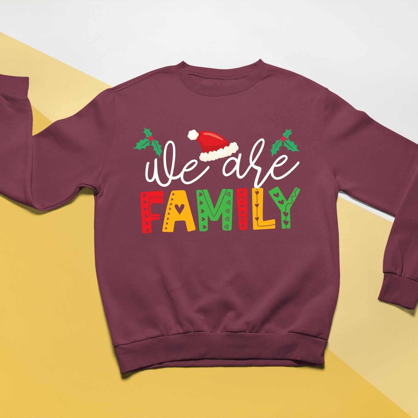 We Are Family, Christmas Long Sleeves, Christmas Sweater, Christmas Crewneck For Youth, Christmas Present, Christmas Sweatshirt