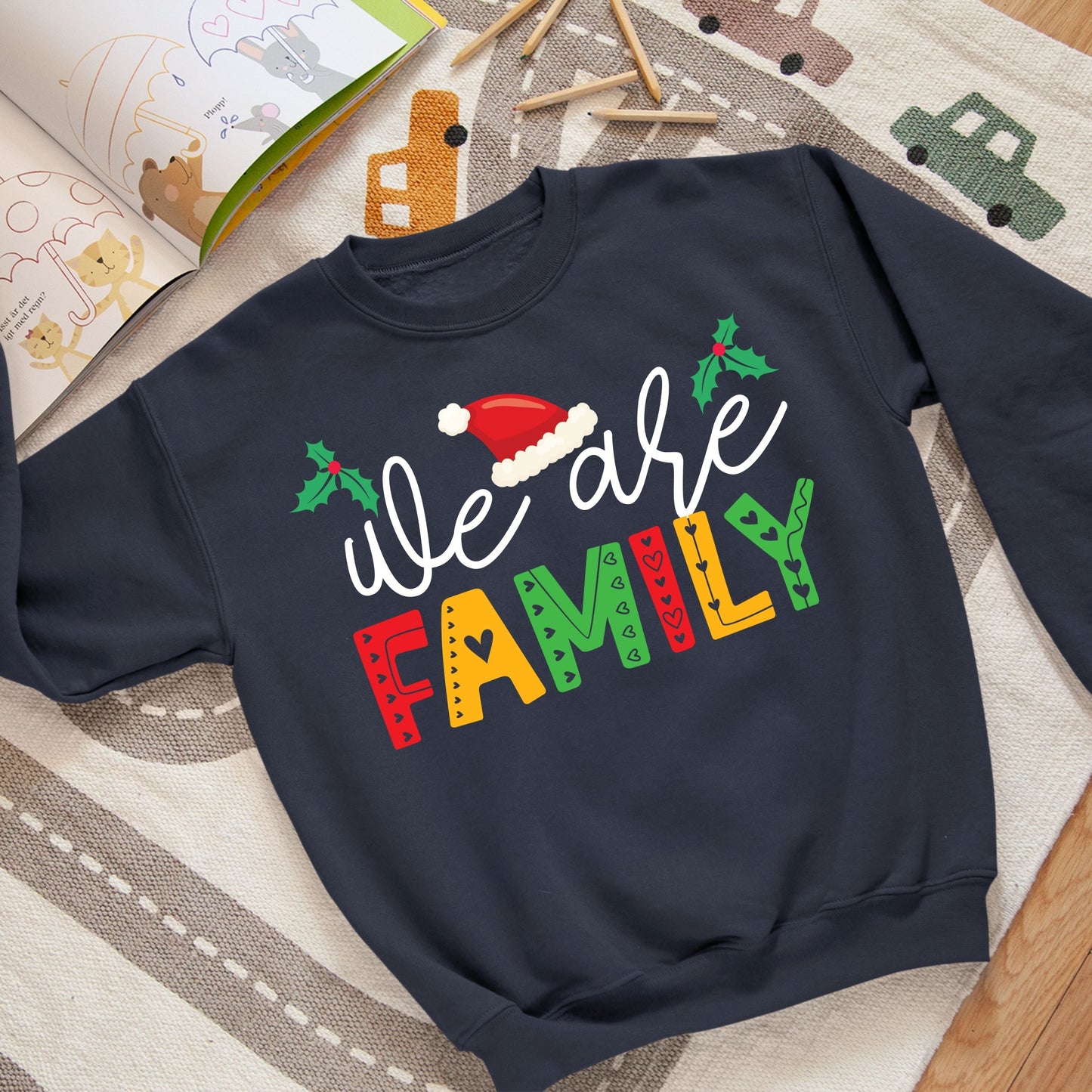 We Are Family, Christmas Long Sleeves, Christmas Sweater, Christmas Crewneck For Youth, Christmas Present, Christmas Sweatshirt