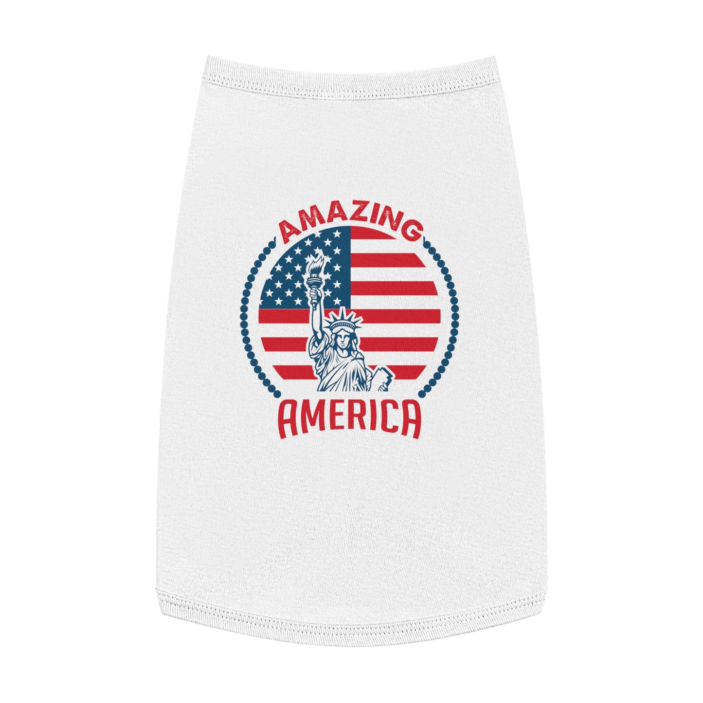 Amazing America Pet Tank Top | Patriotic Design for Independence Day | USA Flag Pattern | Pet Apparel for Dogs and Cats