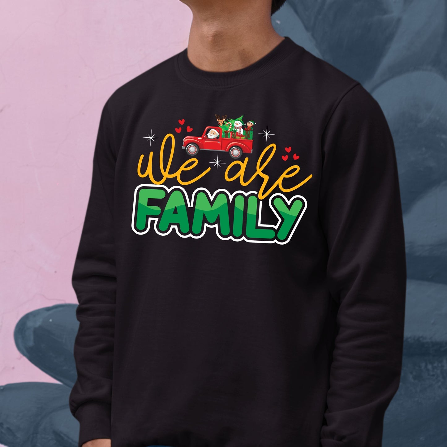 We Are Family, Christmas Crewneck For Youth, Christmas Sweatshirt, Christmas Sweater, Christmas Long Sleeves, Christmas Present