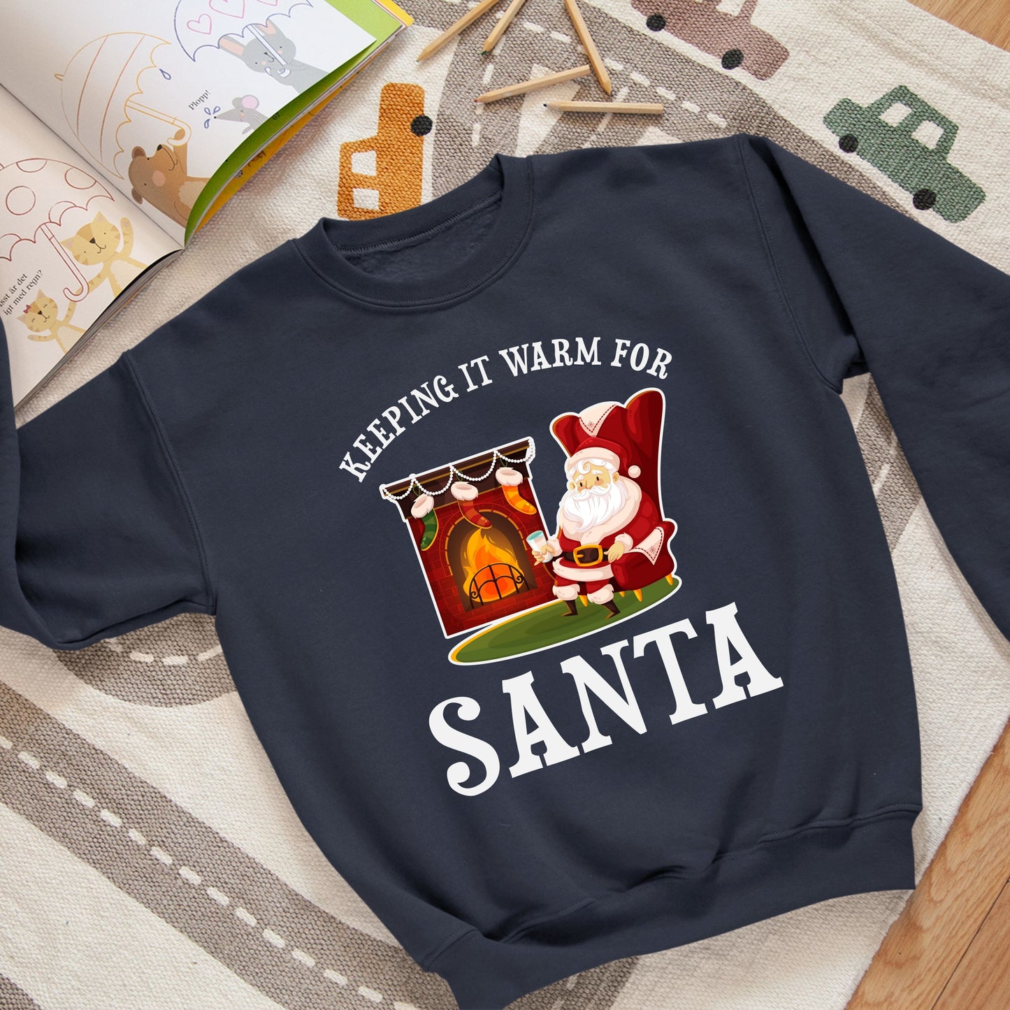 Keeping It Warm for Santa, Youth Long Sleeve, Christmas Decor, Christmas Clothing, Christmas Sweatshirts, Christmas Shirts, Christmas