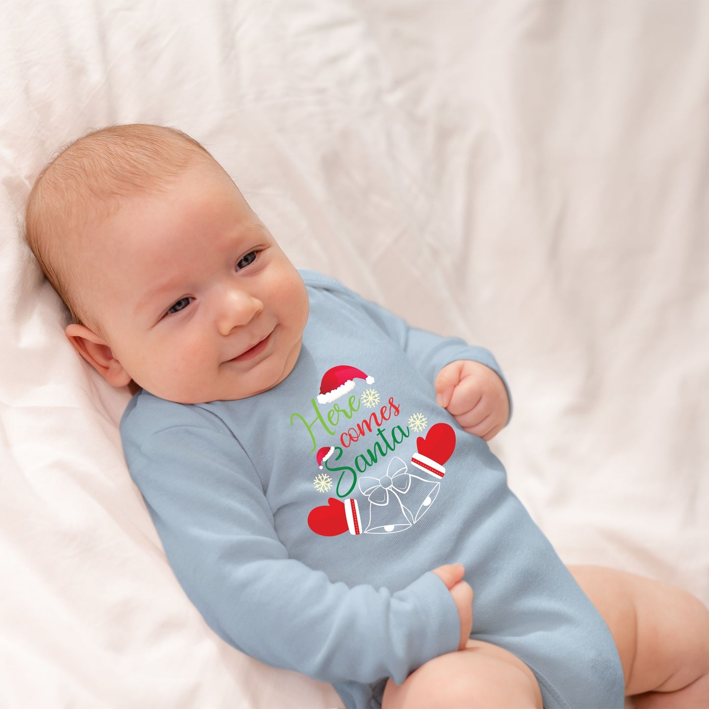 Here Comes Santa, Christmas Bodysuits, Christmas Long Sleeves, Christmas Bodysuits For Kids, Christmas Onesies, Christmas Present