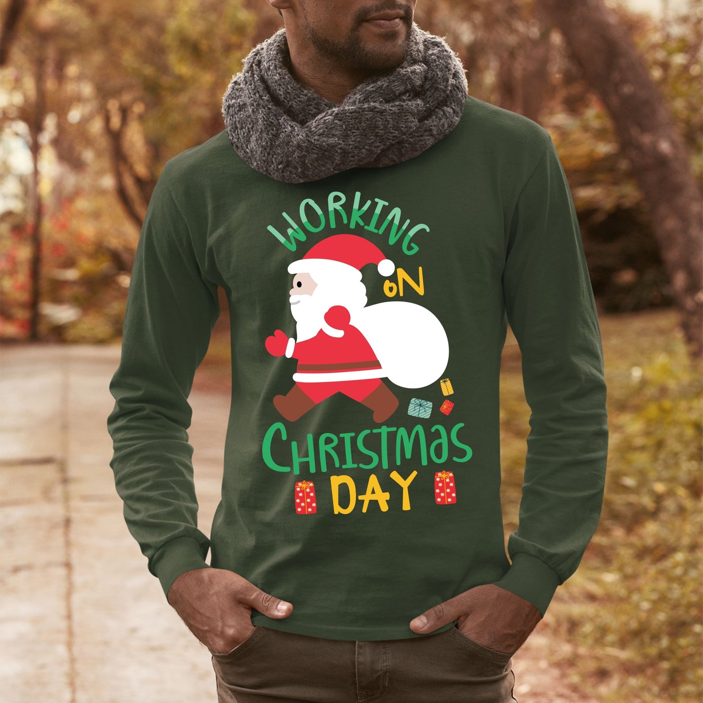 Working on Chirstmas day , Christmas Crewneck For Men, Christmas Long Sleeves, Christmas Sweater, Christmas Sweatshirt, Christmas Present